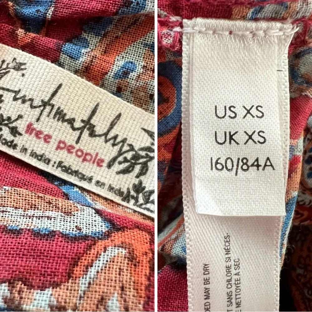 NWOT Free People Sundown Paisley Off Shoulder Bodysuit Red Vintage Combo XS/S